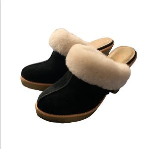 Jessica Simpson Black Suede Faux Fur Mules